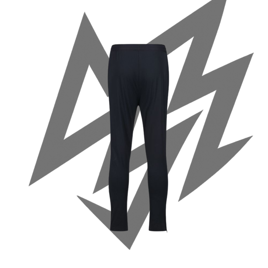 Black leggings on a white background with abstract gray shapes